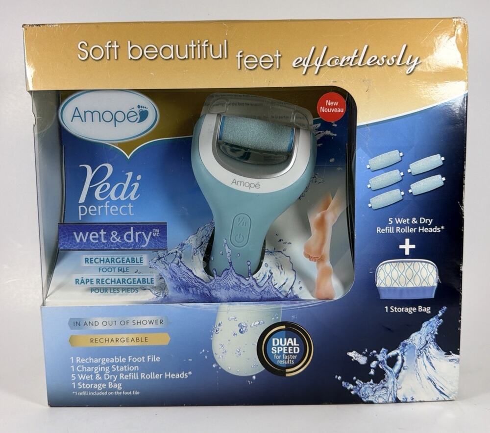 Amope Pedi Perfect Wet and Dry Rechargeable Foot File Set 5 Refill Rollers - New
